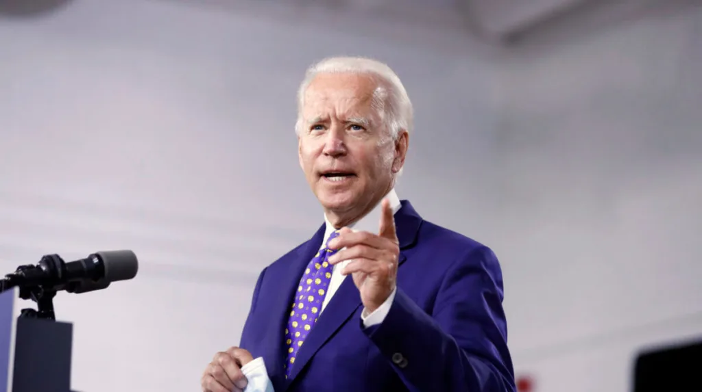 Democratic presidential candidate Joe Biden speaks at the William "Hicks" Anderson Community Center in Wilmington, Del.