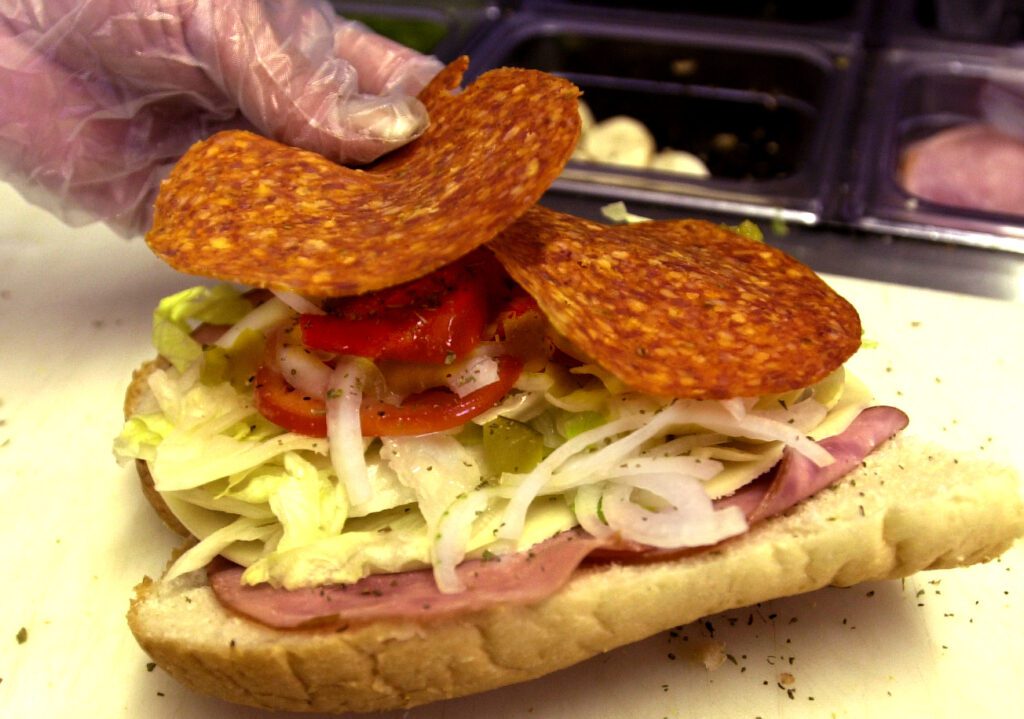 A hoagie being prepared in Pennsylvania.