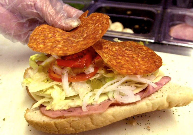 A hoagie being prepared in Pennsylvania.