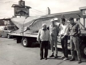 A historic black and white photo outside Cooper's Seafood House.