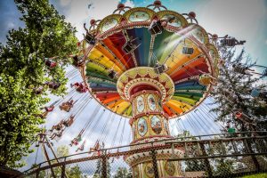 A vintage swing amusement ride at Knoebels