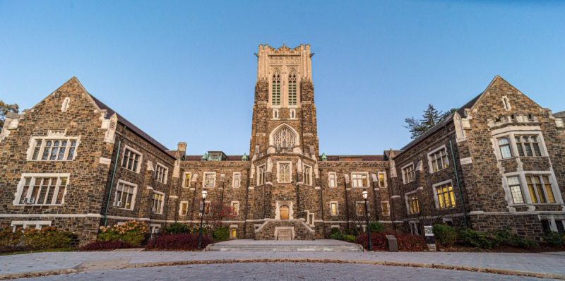 Exterior shot of Lehigh University Alumni Memorial Building.