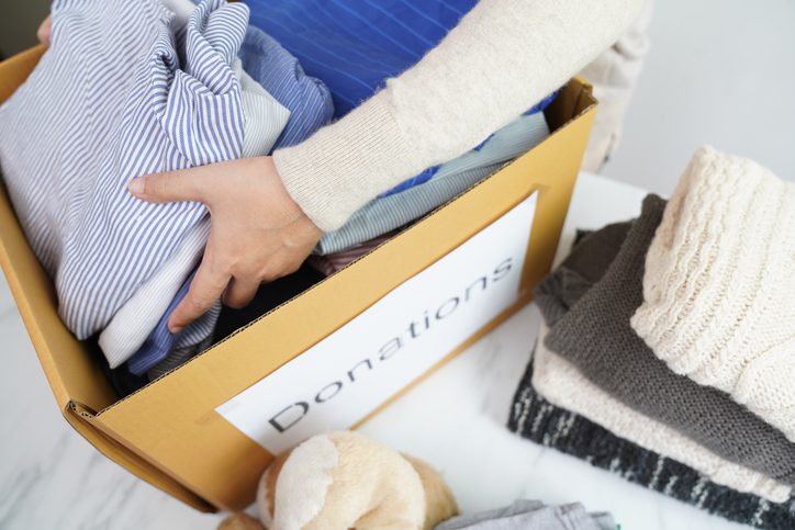 A box of clothes to be donated