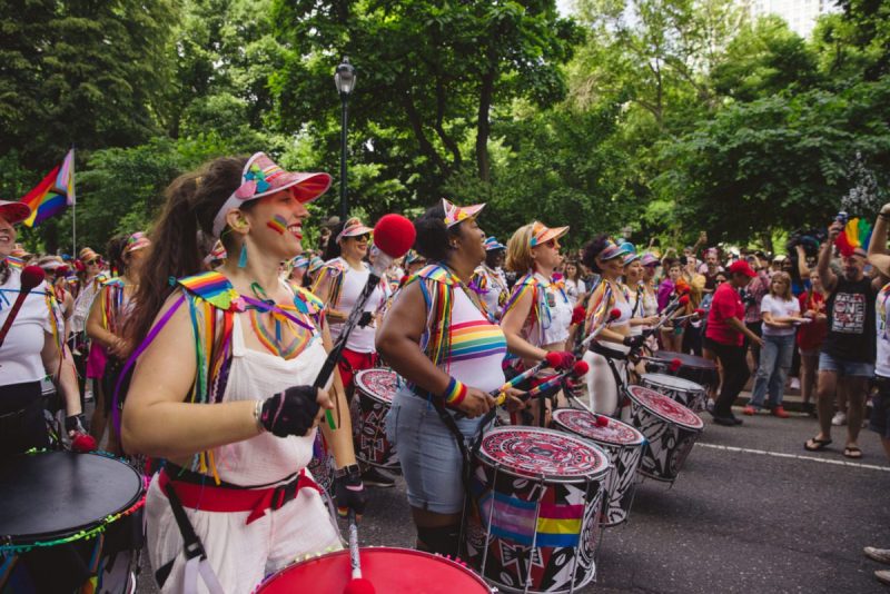 drummers in a PA pride march