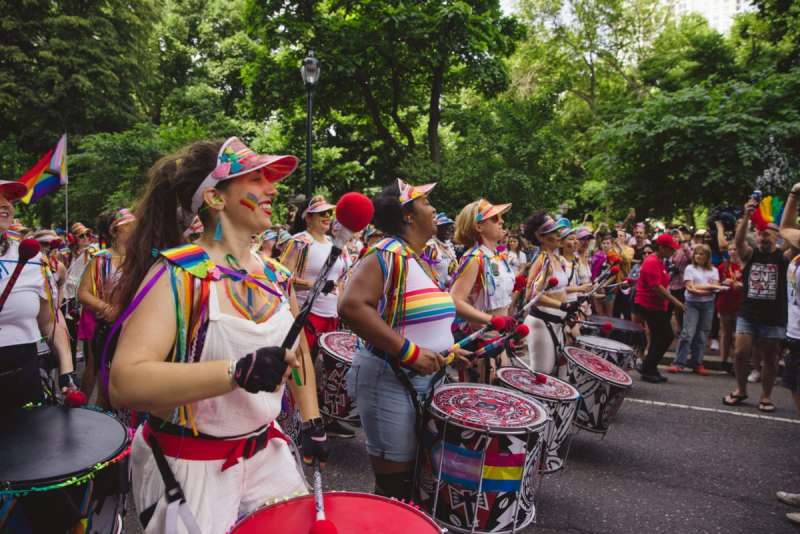 drummers in a PA pride march during Pride Month