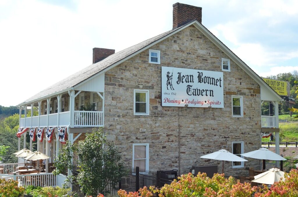 exterior of an old gray brick bar in pennsylania