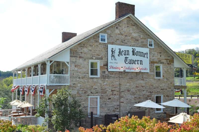 exterior of an old gray brick bar in pennsylania
