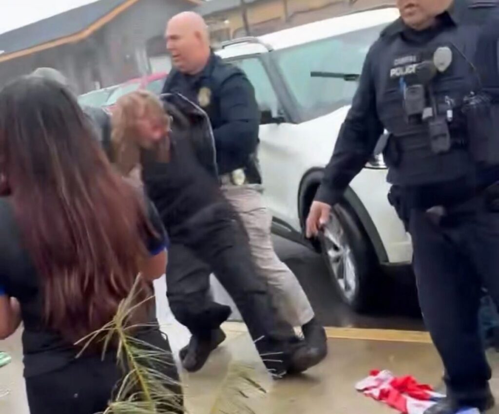 This screenshot of a social media post shows a person being arrested in Quakertown on Friday, Feb. 20, 2026.