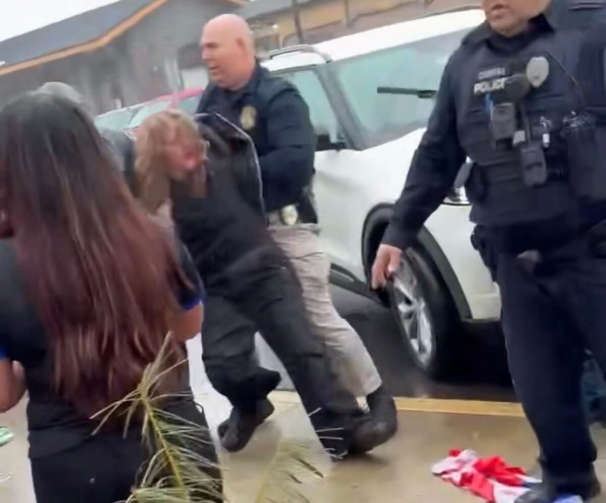 This screenshot of a social media post shows a person being arrested in Quakertown on Friday, Feb. 20, 2026.